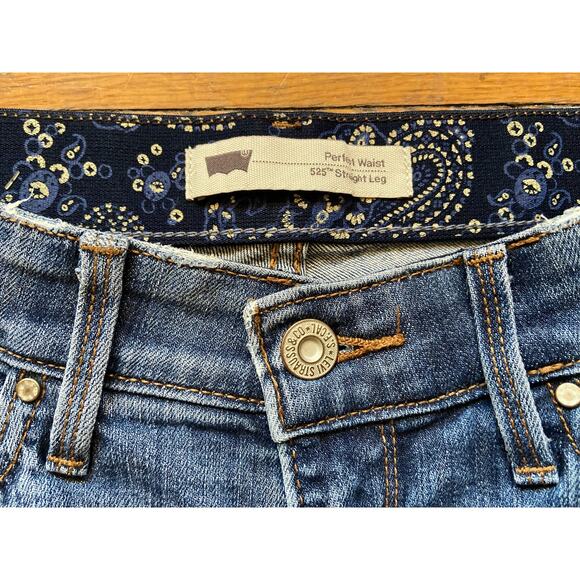 LEVI'S 'Perfect Waist 525 Straight Leg' Distressed Jeans sz W29 x L30 - Picture 4 of 13